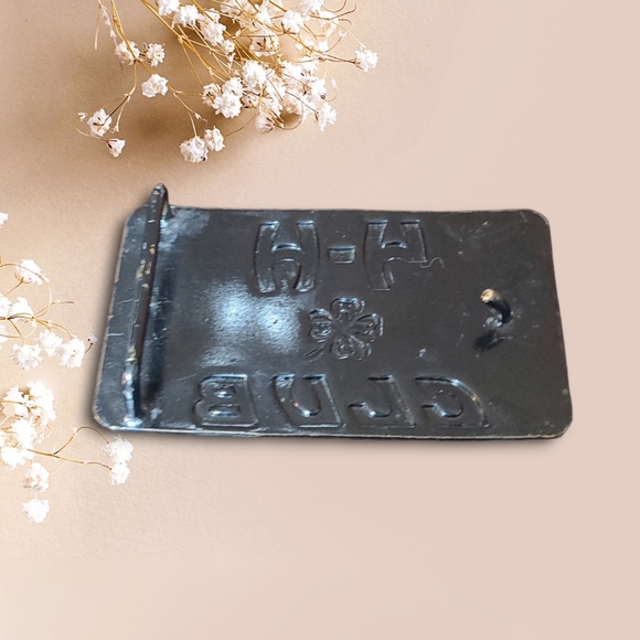 Vintage  4 H 4 LEAF CLOVER BELT BUCKLE - Picture 2 of 4